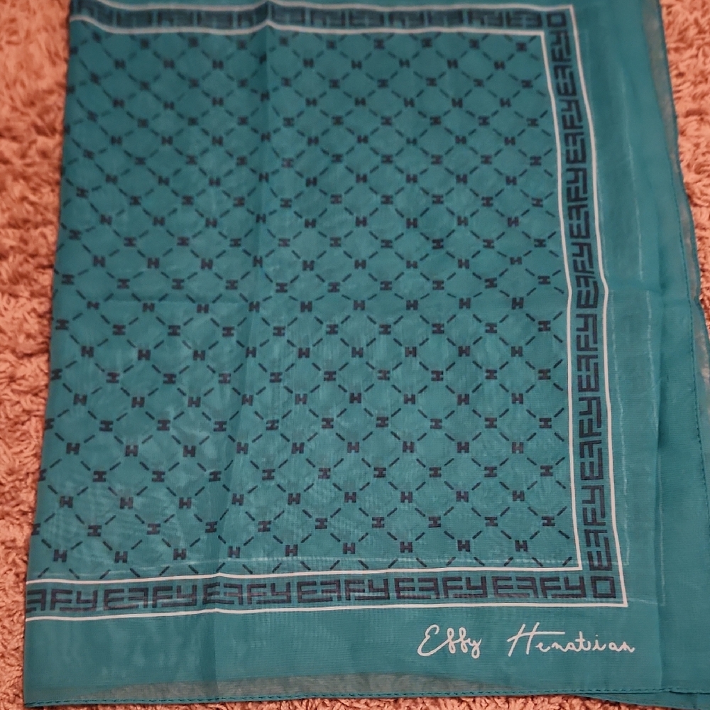 Effy Hamatian Teal and Black Long Scarf